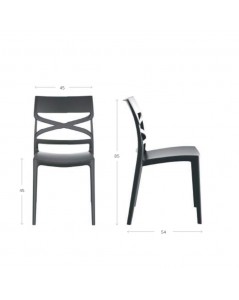 Sedia polipropilene schienale incrocio Flow colore grigio metal
