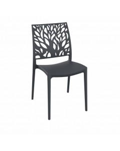 Sedia in polipropilene schienale intagliato forma di albero Tree colore grigio metal