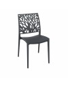 Sedia in polipropilene schienale intagliato forma di albero Tree colore grigio metal
