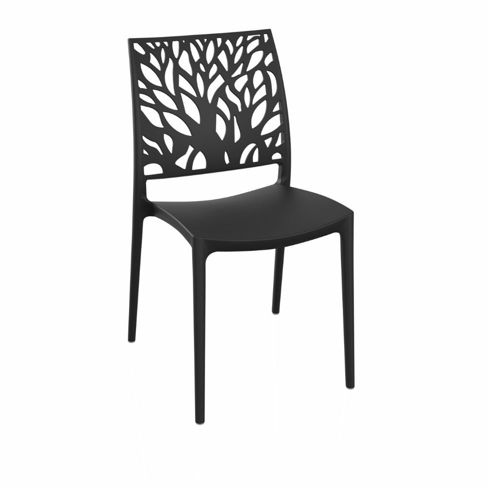 Sedia in polipropilene schienale intagliato forma di albero Tree colore nero grafite