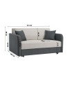 Divano 2 posti con letto estraibile tessuto grigio Devin 161x107x88H