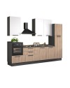 Cucina lineare moderna elettrodomestici inclusi Sinki 330 rovere gordon e bianco
