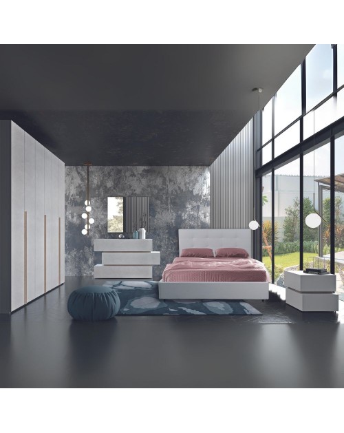 Camera da letto bianco portland con letto contenitore Mena