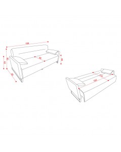 Divano funzione letto Odin 3 posti in tessuto beige 199x85x85H