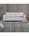 Divano con carrello estraibile e schienale ribaltabile Derry 3 posti tessuto grigio chiaro 217x85x88H
