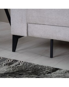 Divano con carrello estraibile e schienale ribaltabile Derry 3 posti tessuto grigio chiaro 217x85x88H