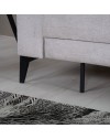 Divano con carrello estraibile e schienale ribaltabile Derry 3 posti tessuto grigio chiaro 217x85x88H