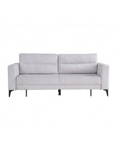 Divano con carrello estraibile e schienale ribaltabile Derry 3 posti tessuto grigio chiaro 217x85x88H