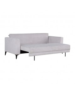 Divano con carrello estraibile e schienale ribaltabile Derry 3 posti tessuto grigio chiaro 217x85x88H
