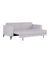 Divano con carrello estraibile e schienale ribaltabile Derry 3 posti tessuto grigio chiaro 217x85x88H