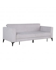 Divano con carrello estraibile e schienale ribaltabile Derry 3 posti tessuto grigio chiaro 217x85x88H