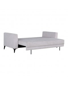 Divano con carrello estraibile e schienale ribaltabile Derry 3 posti tessuto grigio chiaro 217x85x88H