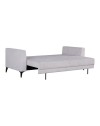 Divano con carrello estraibile e schienale ribaltabile Derry 3 posti tessuto grigio chiaro 217x85x88H