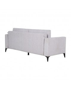Divano con carrello estraibile e schienale ribaltabile Derry 3 posti tessuto grigio chiaro 217x85x88H
