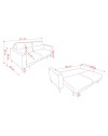 Divano con carrello estraibile e schienale ribaltabile Derry 3 posti tessuto grigio chiaro 217x85x88H
