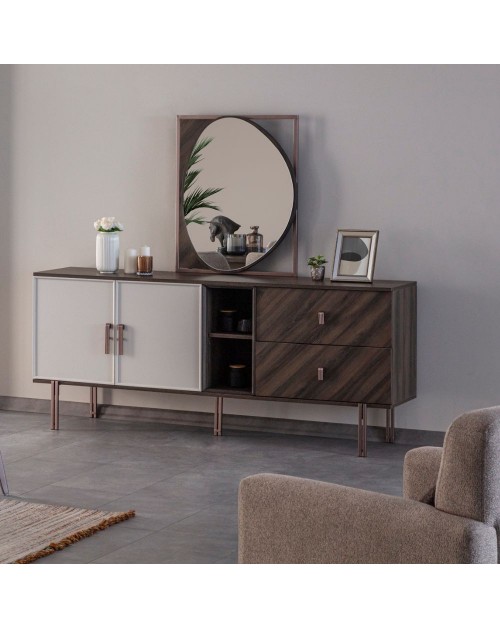 Madia 2 ante e 2 cassetti finitura Mozambik spatolato Merlin 195x47.6x82.6H