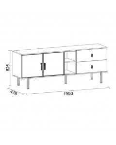 Madia 2 ante e 2 cassetti finitura Mozambik spatolato Merlin 195x47.6x82.6H