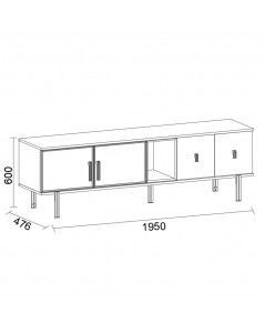 Mobile porta Tv 4 ante Merlin 195x47.6x60H finitura Mozambik spatolato