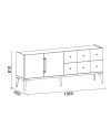 Madia 2 ante e 6 cassetti beige noce e dark coffee Pastel 195x45x81H