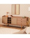 Madia 2 ante effetto vimini con cassetti e vani a giorno finitura rovere miele Natura 206x45x86H
