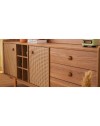 Madia 2 ante effetto vimini con cassetti e vani a giorno finitura rovere miele Natura 206x45x86H