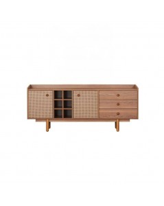 Madia 2 ante effetto vimini con cassetti e vani a giorno finitura rovere miele Natura 206x45x86H
