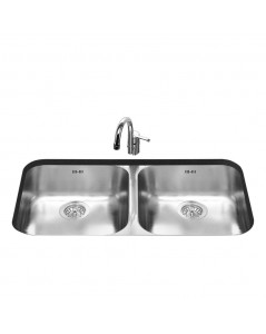 Lavello sottotop 2 vasche 76x45 Smeg UM3434 inox