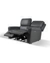 Divano 2 posti recliner elettrici in vera pelle grigio scuro Claus 156x77x103H
