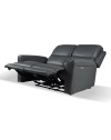 Divano 2 posti recliner elettrici in vera pelle grigio scuro Claus 156x77x103H