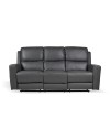 Divano 3 posti recliner elettrici in vera pelle grigio scuro Claus 211x77x103H
