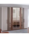Camera da letto grigio noce e caffè con armadio e letto contenitore Pastel