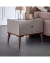 Camera da letto grigio noce e caffè con armadio e letto contenitore Pastel