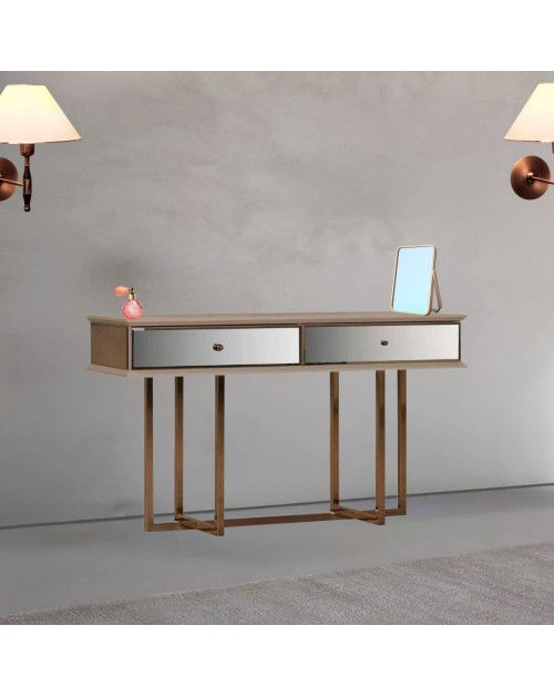 Dresser Eliza gambe oro e 2 cassetti finitura vizon cream 140.5x45.5x80.3H