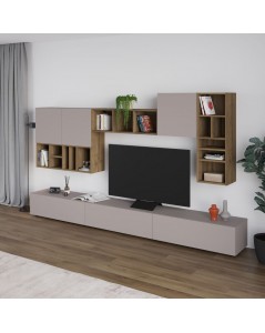 Parete attrezzata tortora noce Big 300x32.5x192H