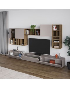 Parete attrezzata tortora noce Big 300x32.5x192H