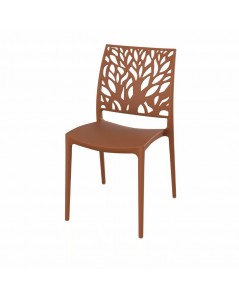 Sedia in polipropilene colore terracotta schienale intagliato forma di albero Tree