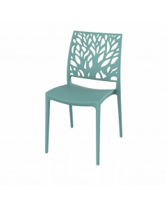 Sedia in polipropilene colore verde tiffany schienale intagliato forma di albero Tree