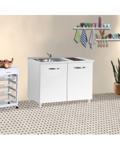Cucinino120 bianco larice con lavello e piano cottura vetroceramica 120
