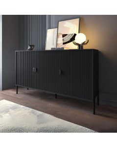Madia Lotus 3 ante con frontali cannettati colore nero opaco 153.5x49x87.4H