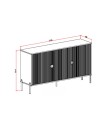 Madia Lotus 3 ante con frontali cannettati colore nero opaco 153.5x49x87.4H