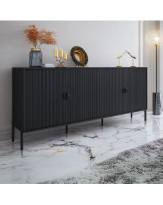 Madia Lotus 4 ante con frontali cannettati colore nero opaco 203.4x49x87.4H