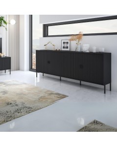 Madia Lotus 4 ante con frontali cannettati colore nero opaco 203.4x49x87.4H