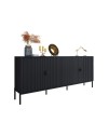 Madia Lotus 4 ante con frontali cannettati colore nero opaco 203.4x49x87.4H
