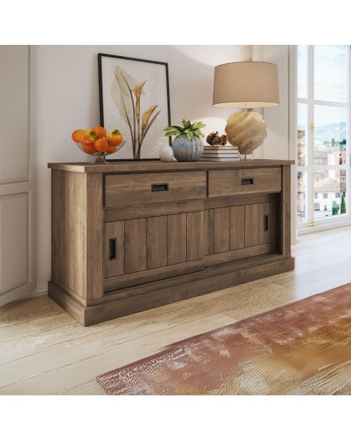 Madia colore noce eastwood 2 cassetti e 2 ante scorrevoli Anthony52 149,9x49,8x95,5H stile shabby