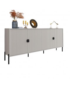 Madia Lotus 4 ante con frontali cannettati colore cashmere opaco 203.4x49x87.4H