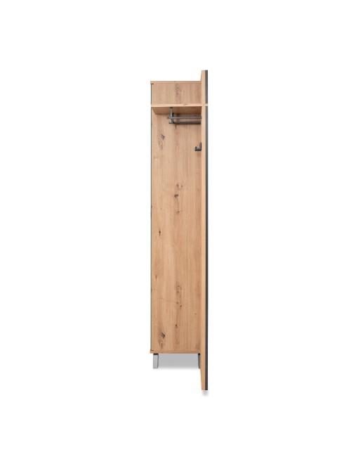 Mobile ingresso con frontale cannettato e anta a tutto specchio Medan42A colore quercia antracite 80x37x190H