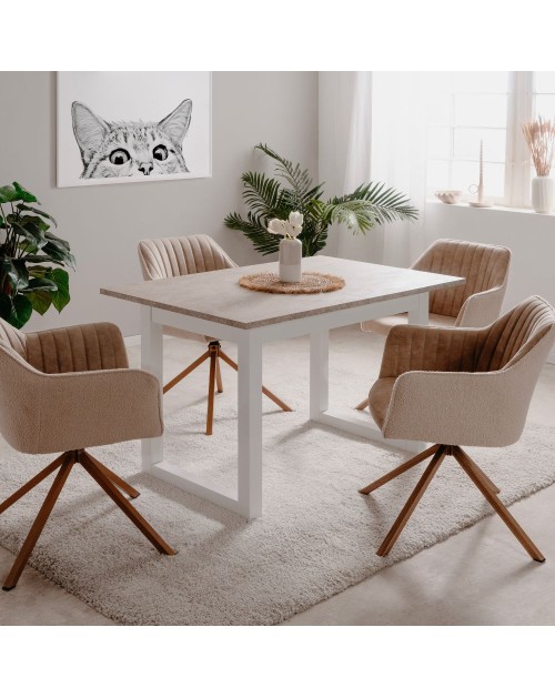 Tavolo allungabile Houston80B cashmere e bianco 120x80x75H
