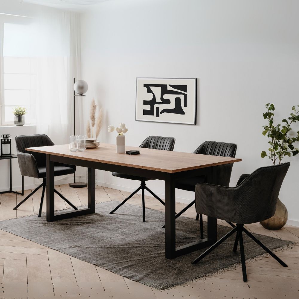 Tavolo allungabile 200x90x75H Denver80C colore quercia antracite