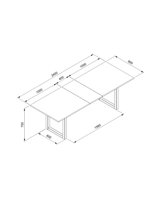 Tavolo allungabile 200x90x75H Denver80C colore quercia antracite
