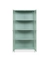 Vetrina in vetro scanalato temperato e acciaio laminato verde menta 2 ante Milton52A 80x40x160H